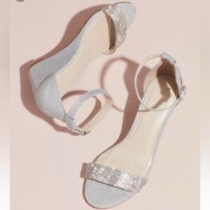 David's Bridal Silver Glitter Heels